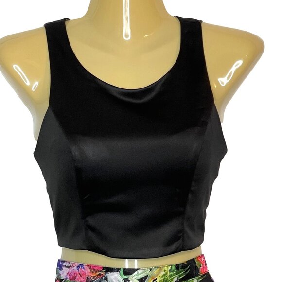 Sequin Hearts 2 Piece Party Dress Crop Top Floral Skirt Size 1 - Picture 4 of 16